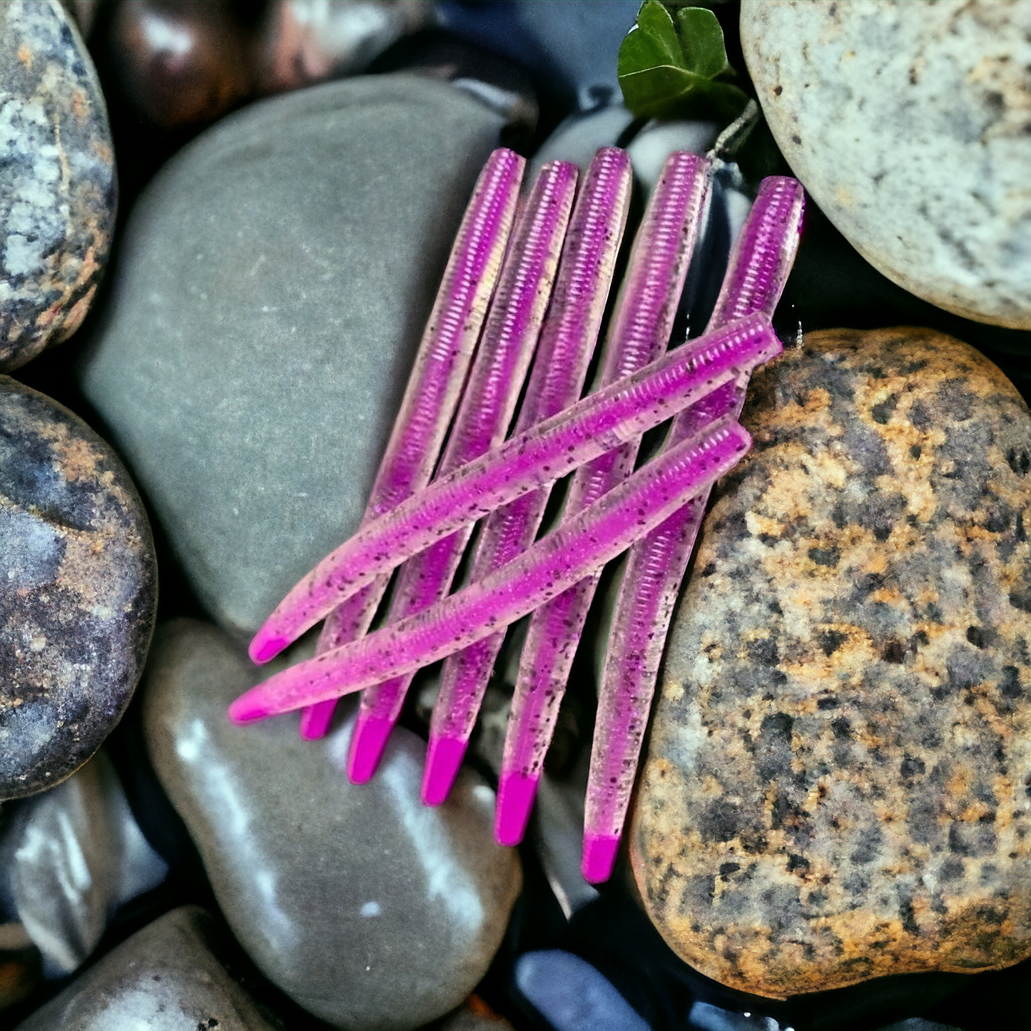 Nasties Stick Worms: 5-inch pink soft plastic worms, 10pk, salt-free and rig-ready for Texas, Carolina, and wacky rigs.